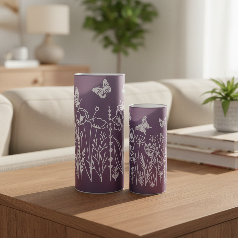 Violet Meadow Glass LED Cylinder