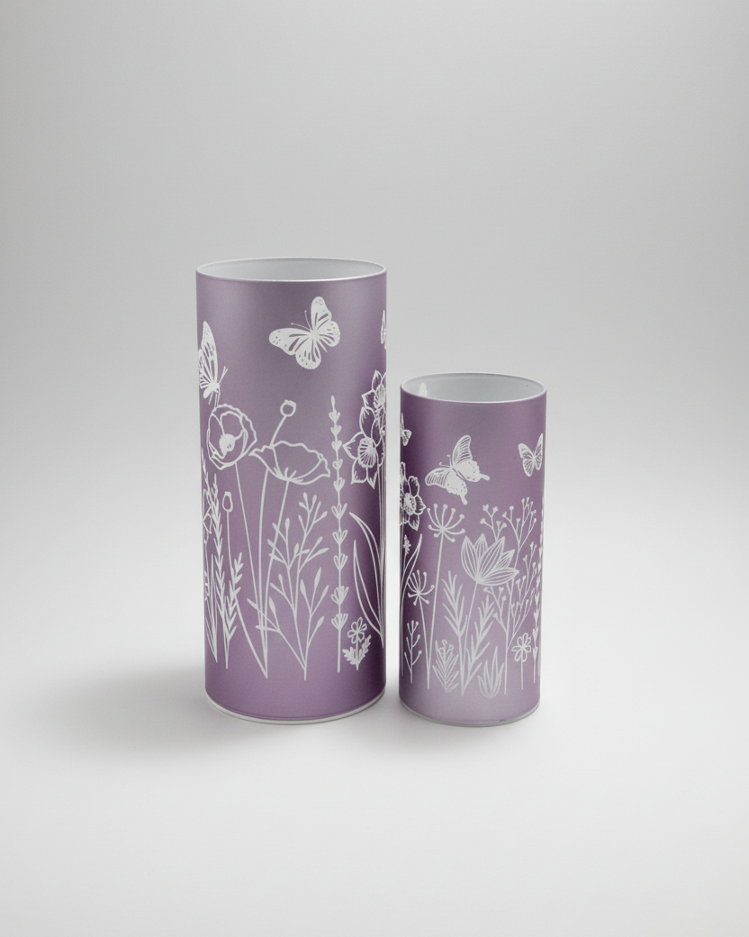 Violet Meadow Glass LED Cylinder