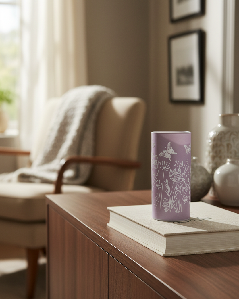 Violet Meadow Glass LED Cylinder