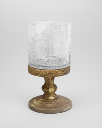 Crackle Glass Hurricane Candle Holder 8.25"