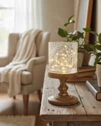 Crackle Glass Hurricane Candle Holder 8.25"