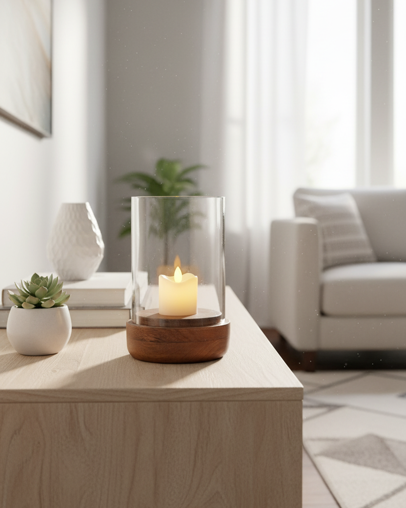 Dark Mango Wood Hurricane Candle Holder