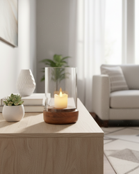 Dark Mango Wood Hurricane Candle Holder