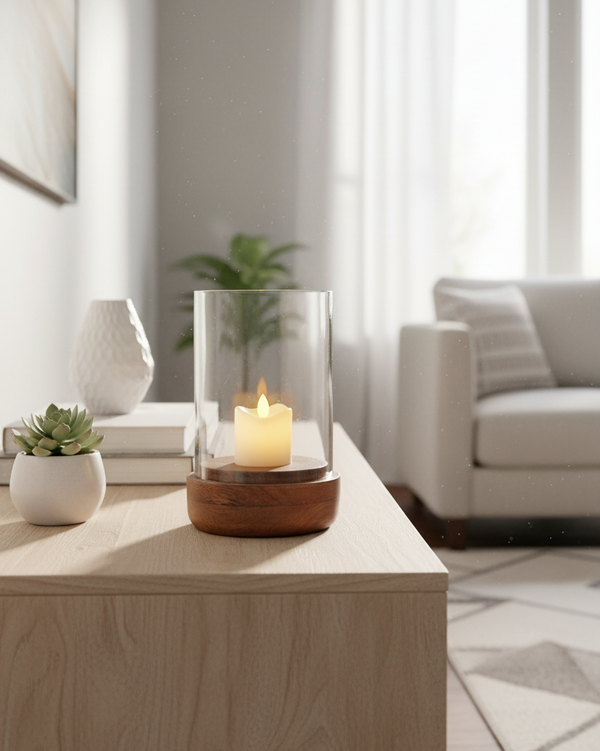 Dark Mango Wood Hurricane Candle Holder