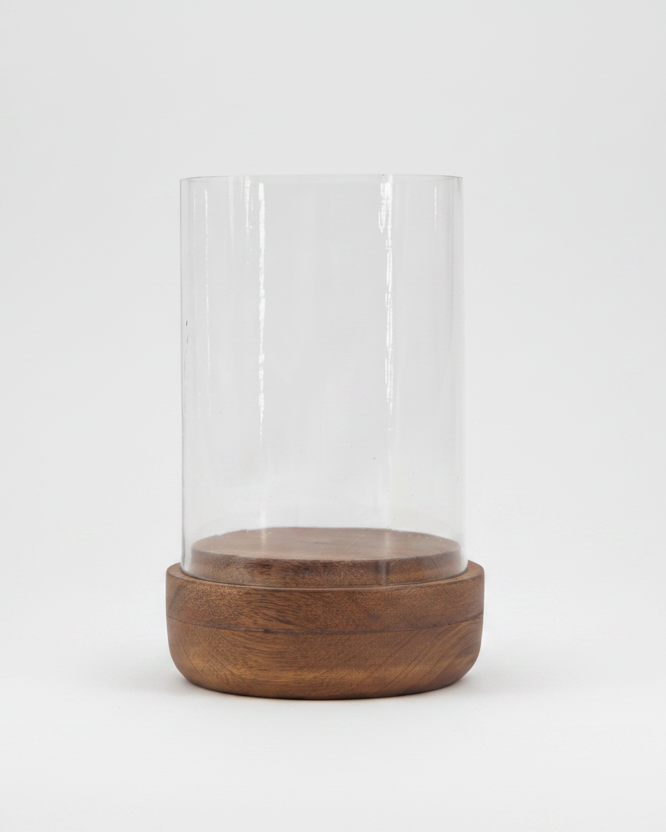 Dark Mango Wood Hurricane Candle Holder
