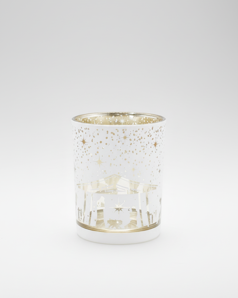Nativity Mercury Glass Candle Holder
