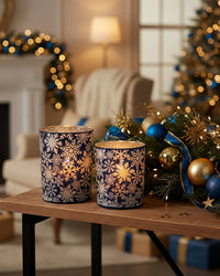 Blue Snowflake Candle Holder
