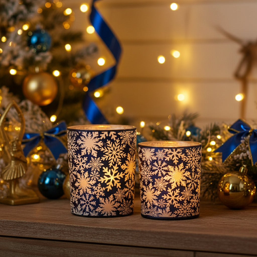 Blue Snowflake Candle Holder