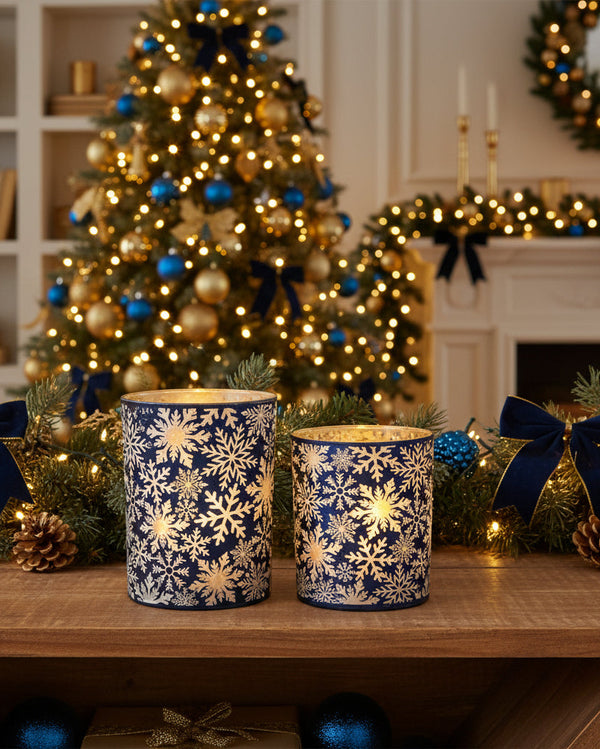 Blue Snowflake Candle Holder