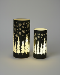 Green Tree and Snowflake Glass LED Cylinder