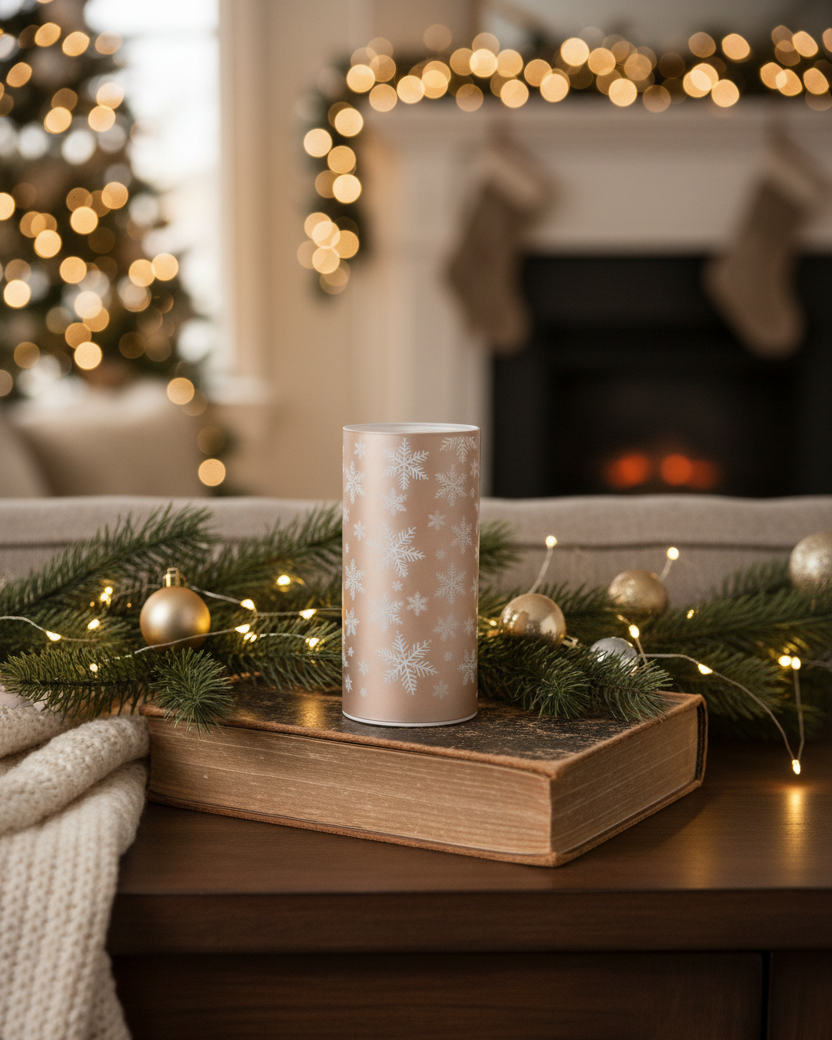 Snowflake Glass LED Cylinder