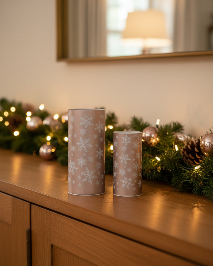 Snowflake Glass LED Cylinder