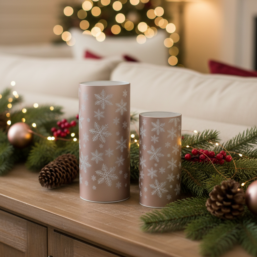Snowflake Glass LED Cylinder
