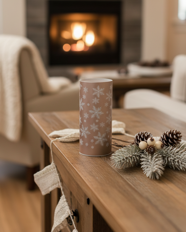 Snowflake Glass LED Cylinder