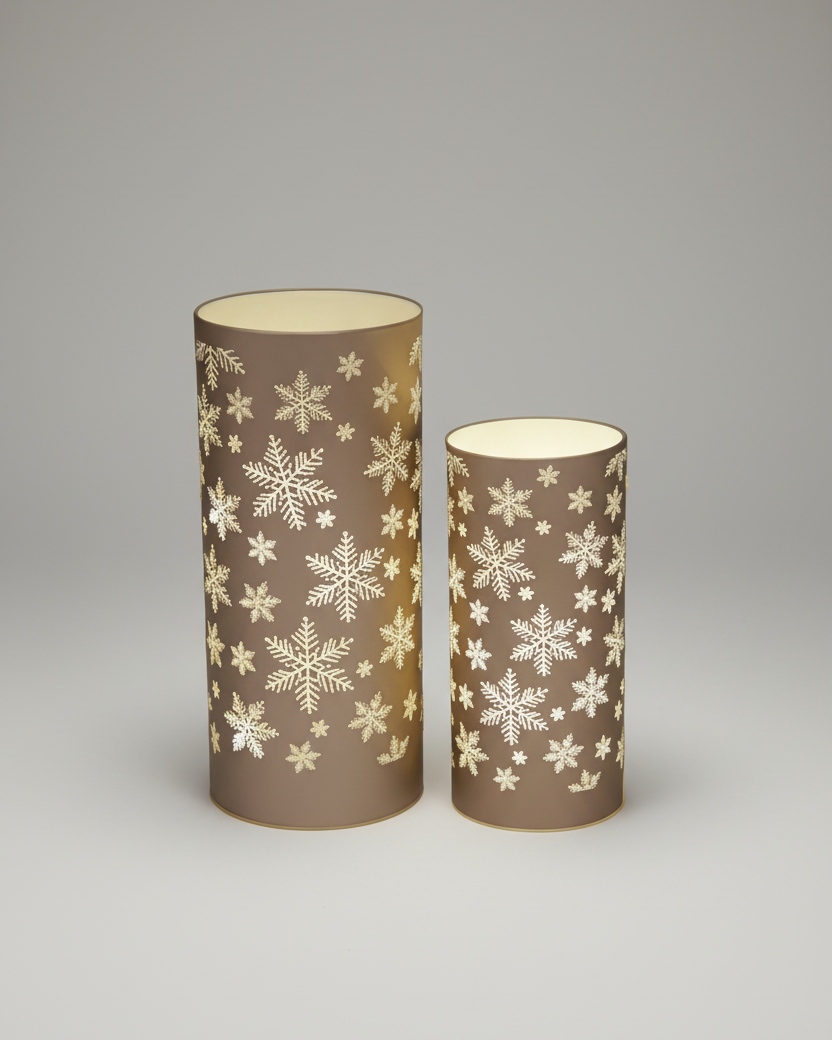 Snowflake Glass LED Cylinder