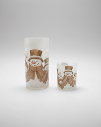 Brown Top Hat and Scarf Snowman Candle Holder