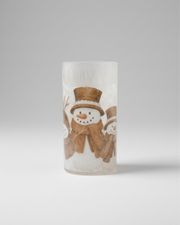 Brown Top Hat and Scarf Snowman Candle Holder