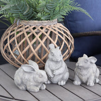Grey Resin Garden Bunny Figurine