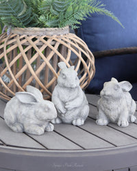 Grey Resin Garden Bunny Figurine