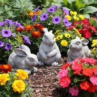 Grey Resin Garden Bunny Figurine