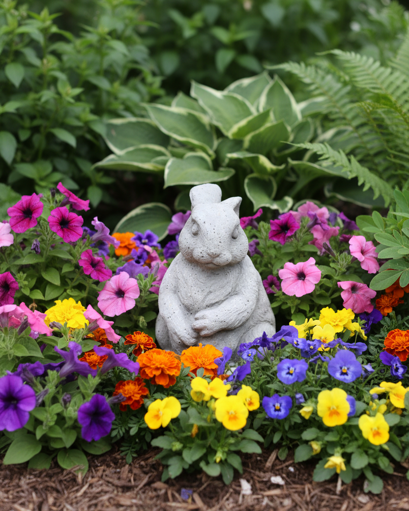 Grey Resin Garden Bunny Figurine