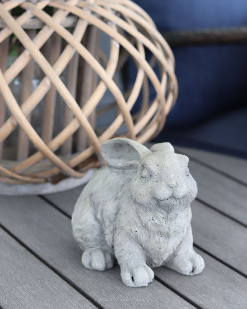 Grey Resin Garden Bunny Figurine