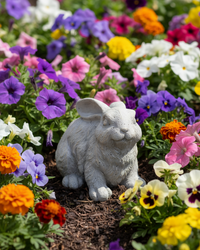 Grey Resin Garden Bunny Figurine