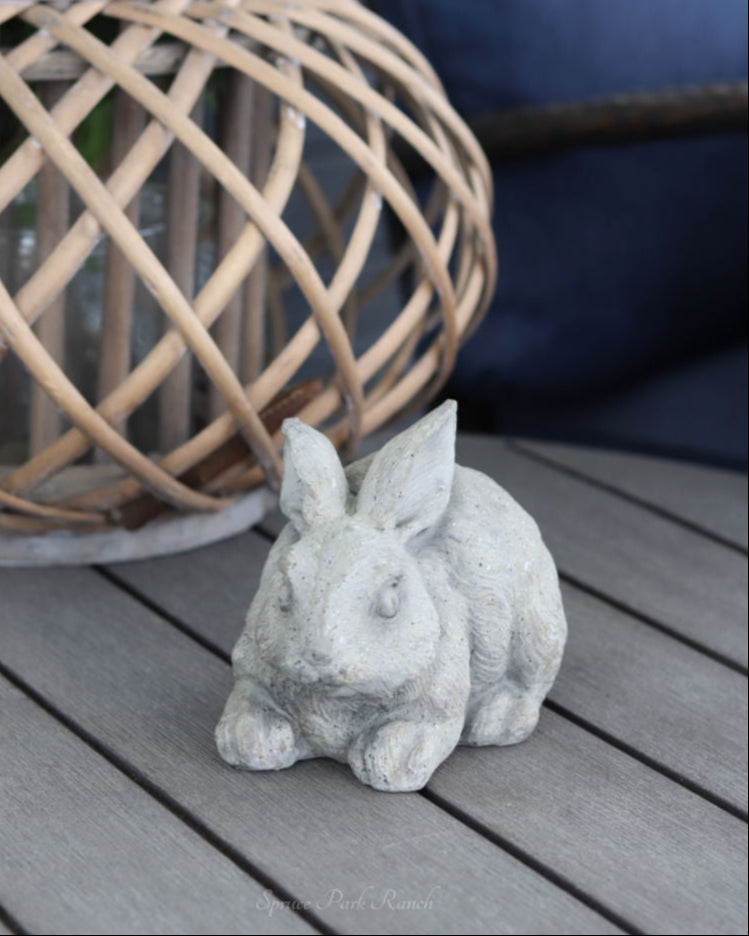 Grey Resin Garden Bunny Figurine