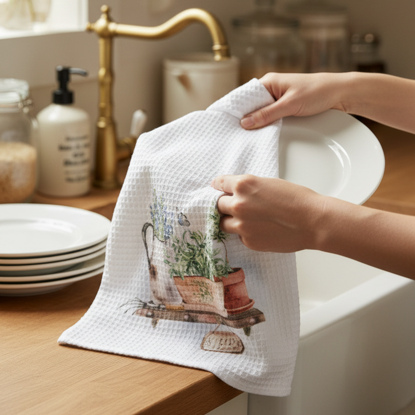 Country Garden Tea Towel - Garden Shelf