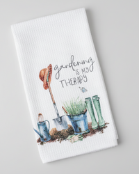 Country Garden Tea Towel - Gardening is my Therapy