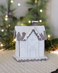 Glittered White Frosted Gingerbread House