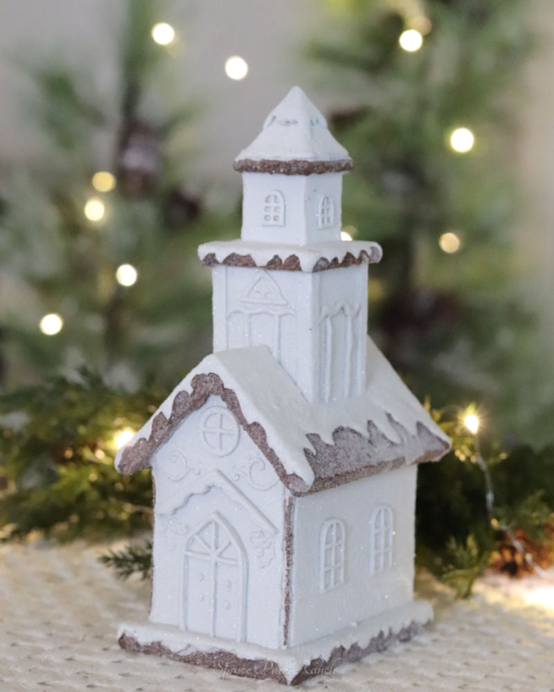 Glittered White Frosted Gingerbread House