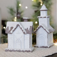Glittered White Frosted Gingerbread House
