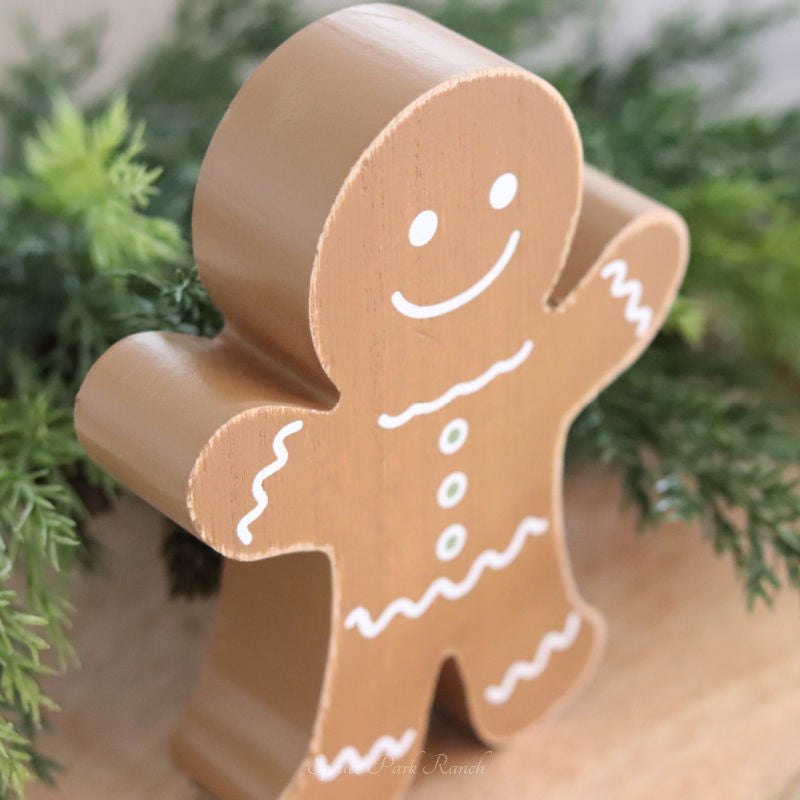 Chunky Wood Gingerbread Sitter Double Sided