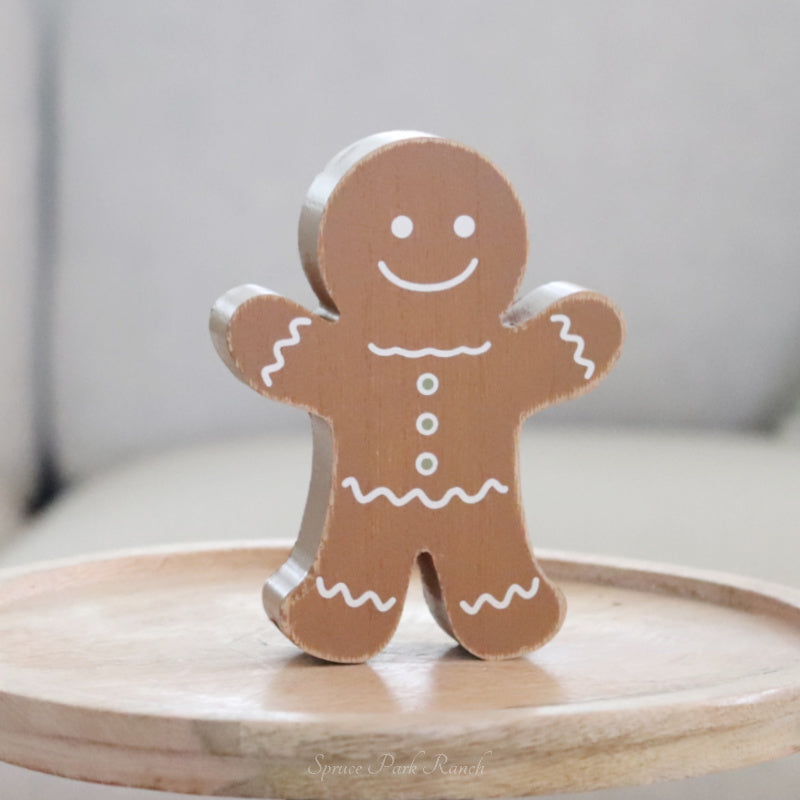 Chunky Wood Gingerbread Sitter Double Sided