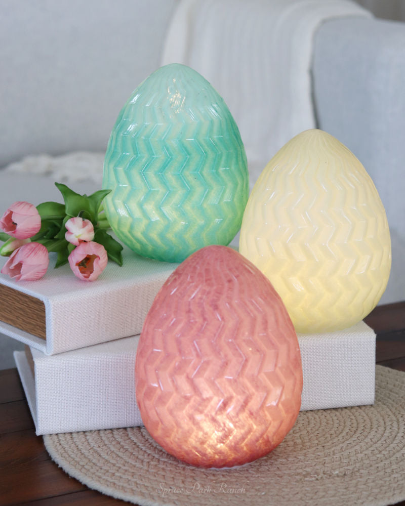 Glass Light Up Colourful Egg Decor