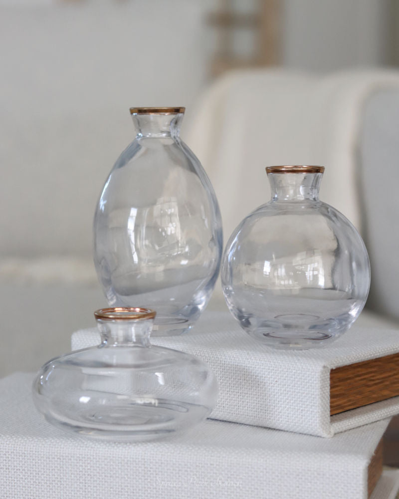 Gold Rim Glass Bud Vase
