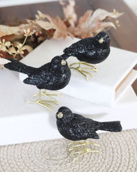 Glittered Black Resin Bird