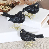 Glittered Black Resin Bird