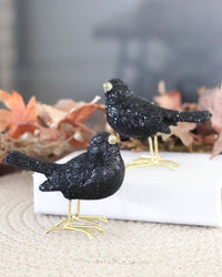 Glittered Black Resin Bird