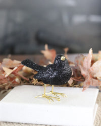 Glittered Black Resin Bird