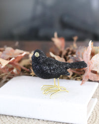 Glittered Black Resin Bird