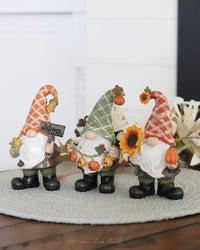 Harvest Gnome With Plaid Hat