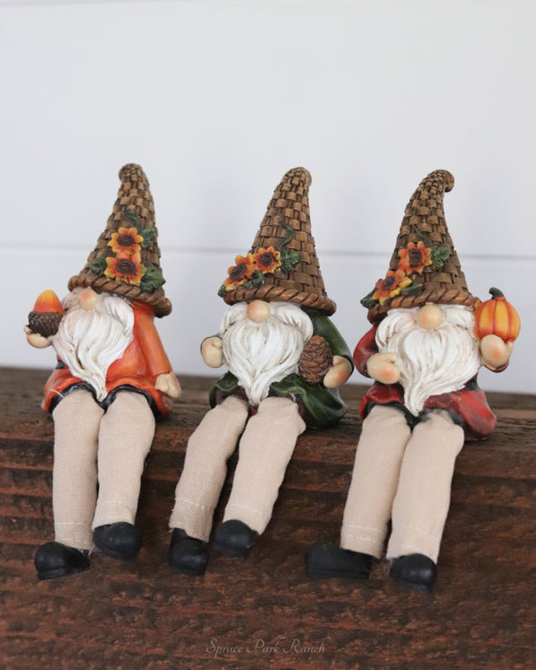 Woven Hat Harvest Gnome Shelf Sitter
