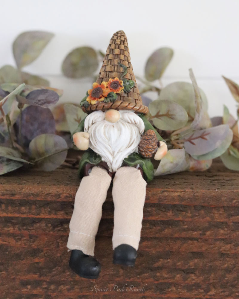 Woven Hat Harvest Gnome Shelf Sitter