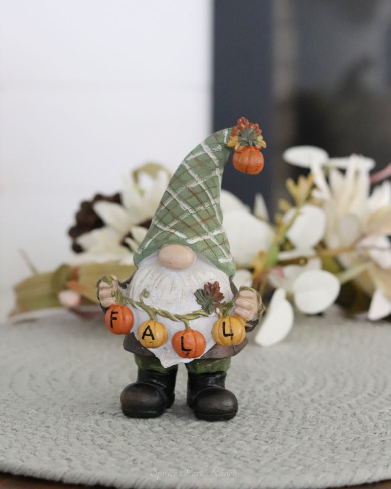 Harvest Gnome With Plaid Hat