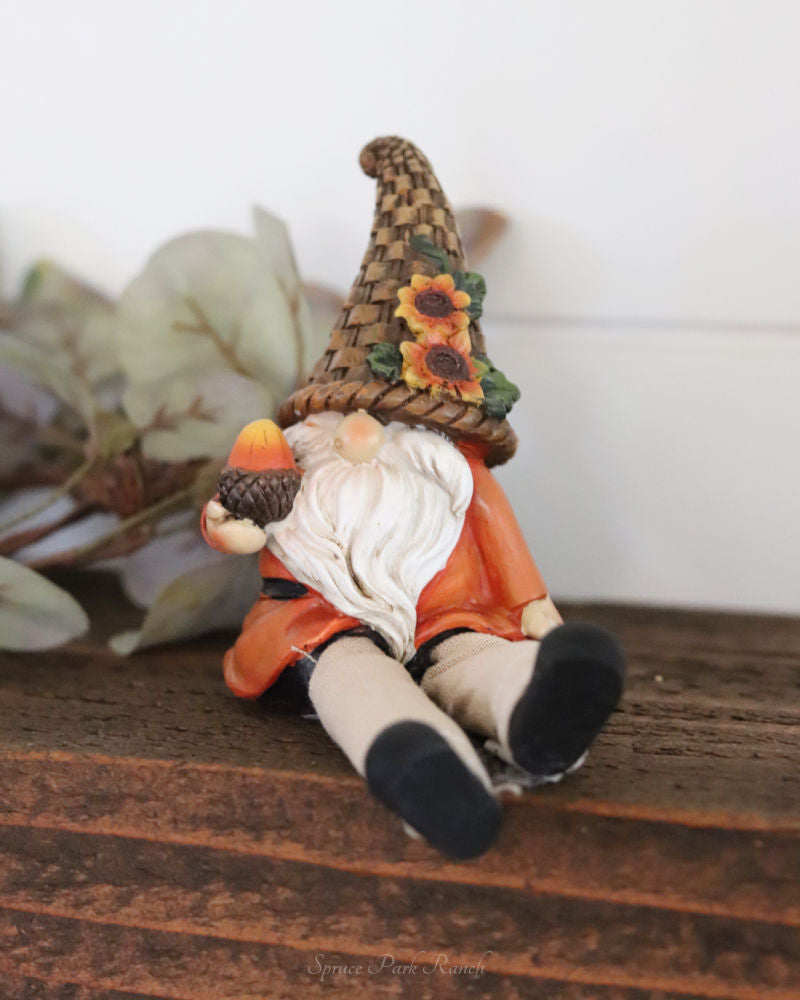 Woven Hat Harvest Gnome Shelf Sitter