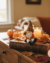 Woven Hat Harvest Gnome Shelf Sitter