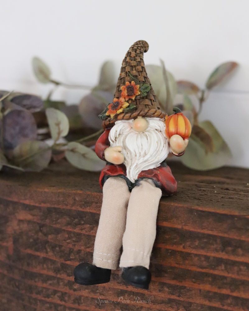 Woven Hat Harvest Gnome Shelf Sitter