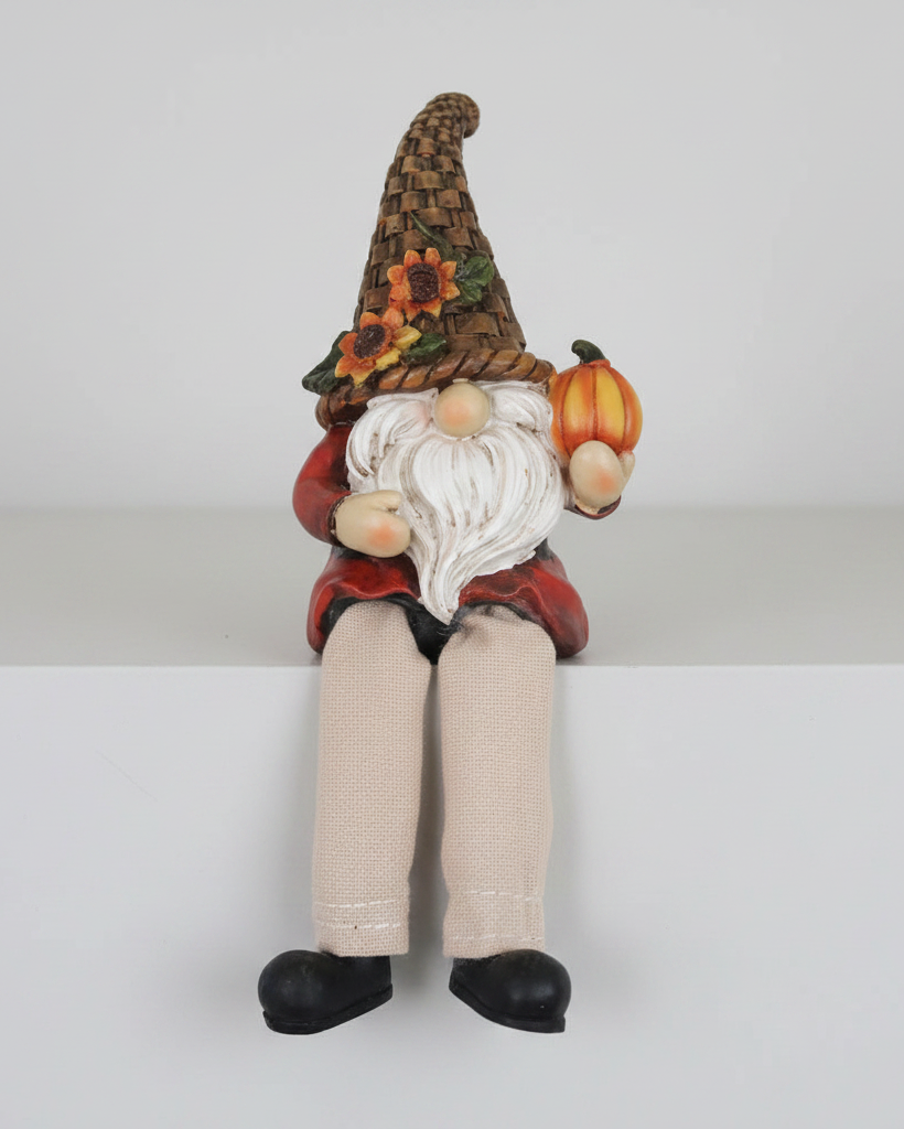 Woven Hat Harvest Gnome Shelf Sitter